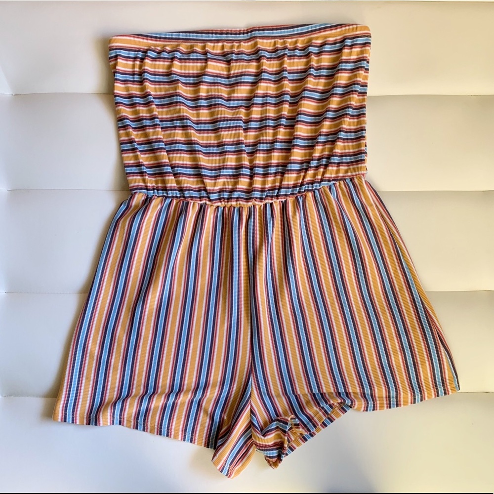 Wild Fable Short Strapless Striped Romper